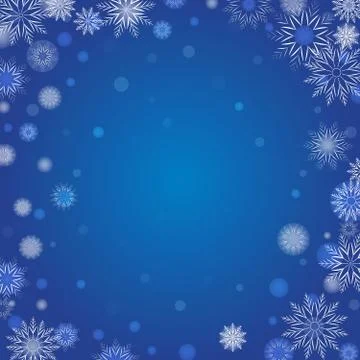 Winter background with blurred and clear snowflake Stock Illustration