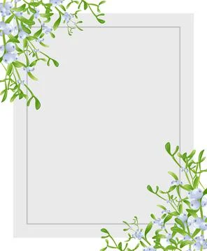Winter background border with Mistletoe branches with green leaves and berrie Stock Illustration
