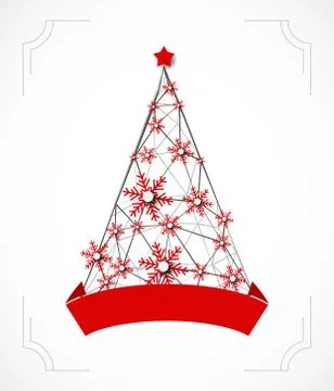 Winter background with Christmas tree. Stock Illustration