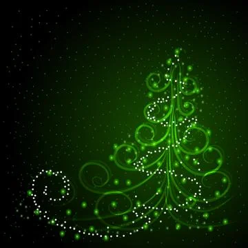 Winter background with Christmas tree Stock Illustration