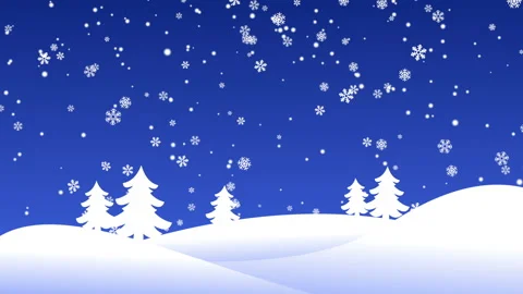 Winter background with christmas trees and snowflakes Stock Footage 96317823