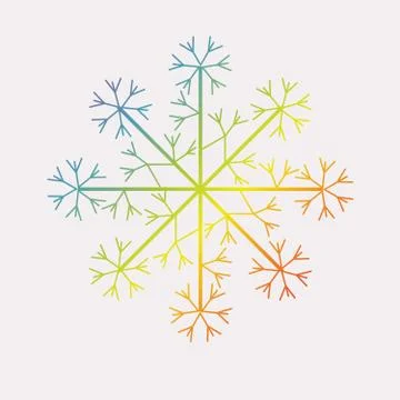 Winter background design of Rainbow snowflake logo on white Stock Illustration