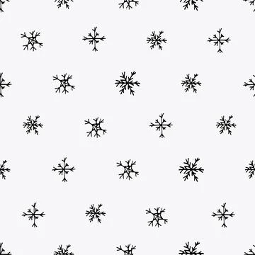 Winter background. Doodle seamless hand drawn snowflakes pattern. Stock Illustration