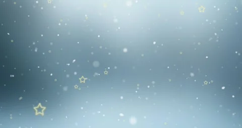 Winter background with falling snow and with stars figures on blurred gradient Stock Footage 288996649