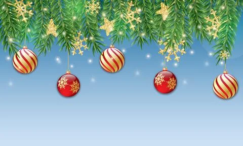 Winter background with fir branches Stock Illustration