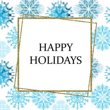 Winter background frame with the image of blue snowflakes with stylized Stock Illustration