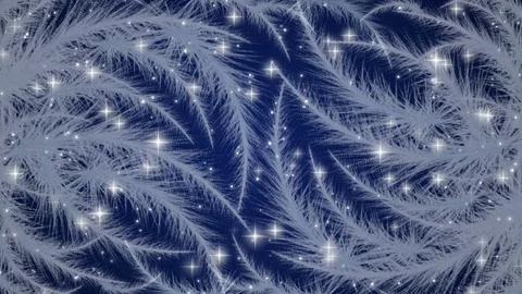 Winter background with frost patterns and glowing particles Stock Footage 83851980