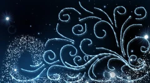 Winter background with frosty pattern and shiny stars Illustrazione stock