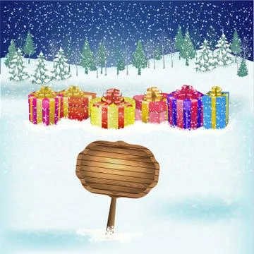 Winter background with gift boxes Stock Illustration