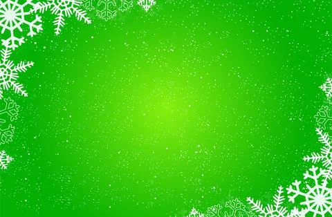 Winter background with gradient green and snow ornament vector design Stock Illustration