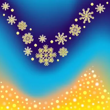 Winter background with gradient mesh, snowflakes and blurred dots. Vector Stock Illustration