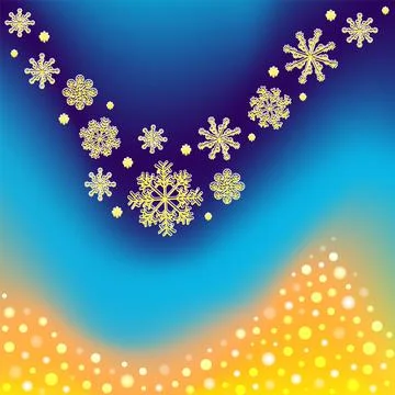 Winter background with gradient mesh, snowflakes and blurred dots. Beautiful Stock Illustration