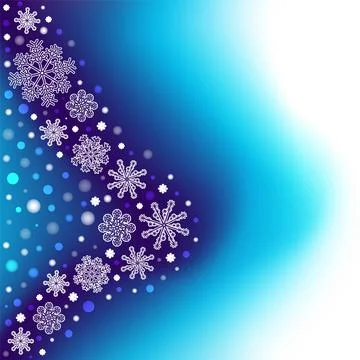 Winter background with gradient mesh, white snowflakes and blurred dots. Jpeg Stock Illustration