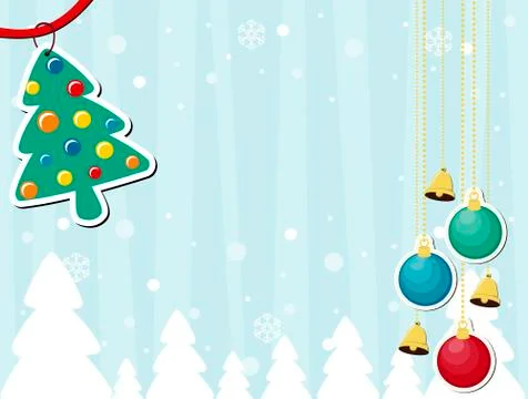 Winter background with hanging pine tree Stock Illustration