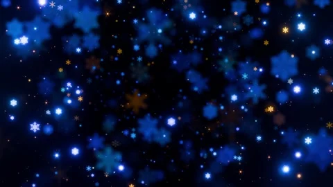 Winter background with lots of blue snowflakes and glowing lights Stock Footage 323094412