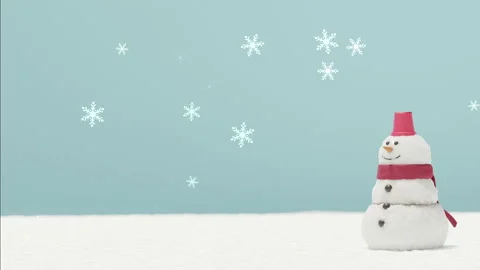 Winter Background Material: Snowfield and Snowman Stock Footage 166197071