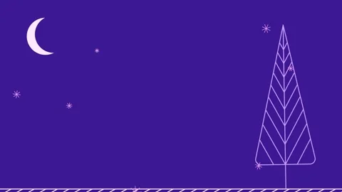 Winter background at night with animated falling snowflakes with forest backgrou Stock Footage 263188510