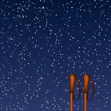 Winter background with old ski poles Stock Illustration