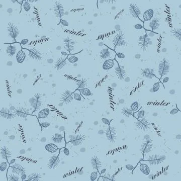 Winter background with pine cone pattern Illustrazione stock