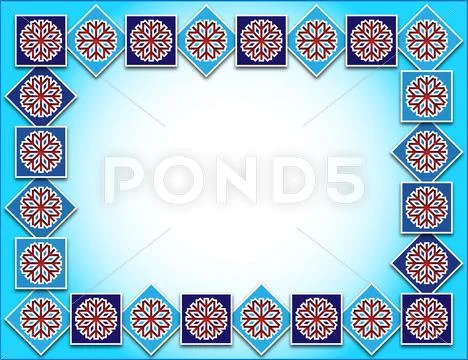 Winter background with red snowflakes Stock Illustration