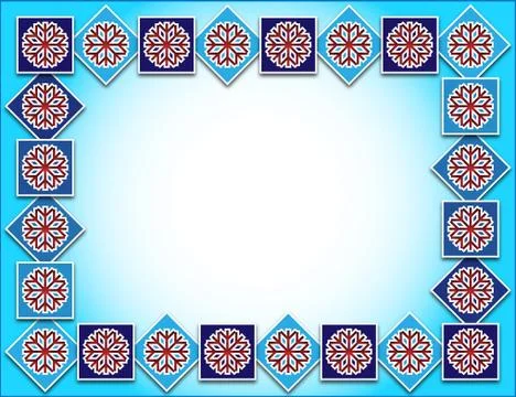 Winter background with red snowflakes Stock Illustration