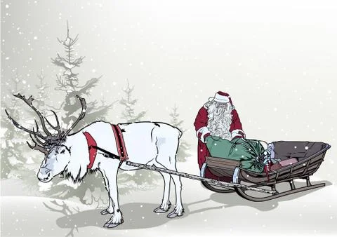 Winter Background with Santa Claus Stock Illustration