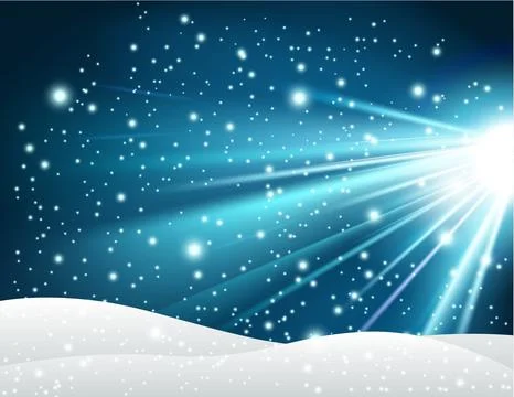 Winter Background with Shiny Blue Light, Vector Illustration Illustrazione stock
