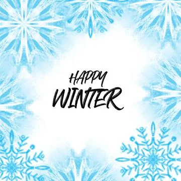 Winter background with Snowflake illustration in blue color with stylized Stock Illustration