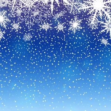 Winter background with snowflakes on blue. Vector illustration Stock Illustration