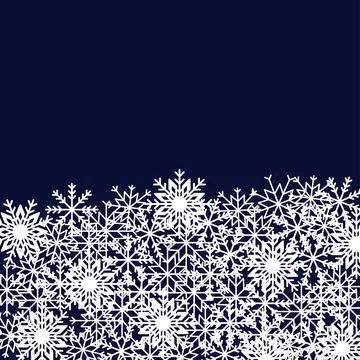 Winter background with snowflakes of different shapes and sizes. Vector illus Stock Illustration