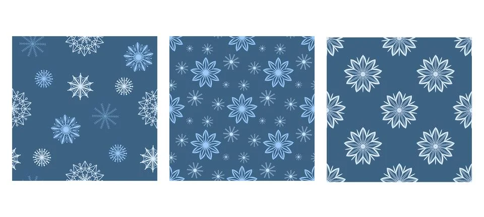 Winter background with snowflakes set Stock Illustration