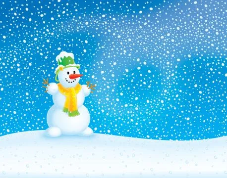 Winter background with a snowman Stock Illustration