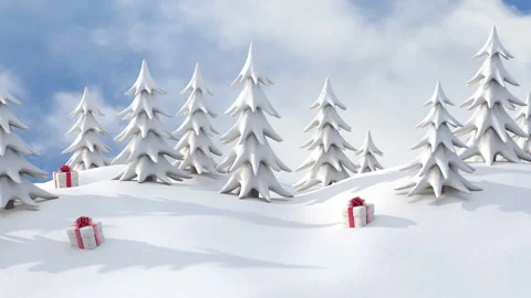 Winter background, snowy pine trees Video stock 117503733
