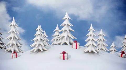 Winter background, snowy pine trees Stock Footage 118761772