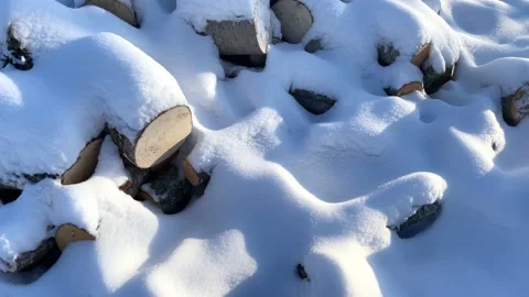 Winter background texture pattern with stacked firewood Stock-Footage 227508819