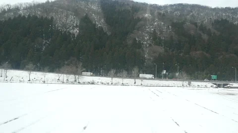 Winter background of a train window Stock Footage 61264174