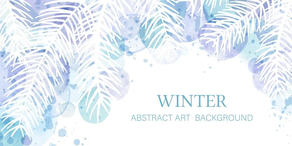 Winter background vector. Hand painted watercolor brush texture, splash, drop Illustrazione stock