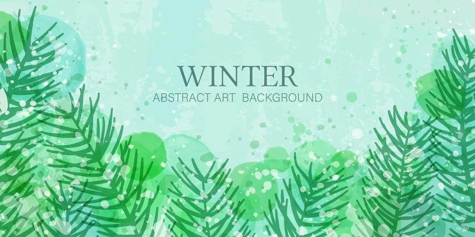 Winter background vector. Hand painted watercolor brush texture, splash, drop Stock Illustration