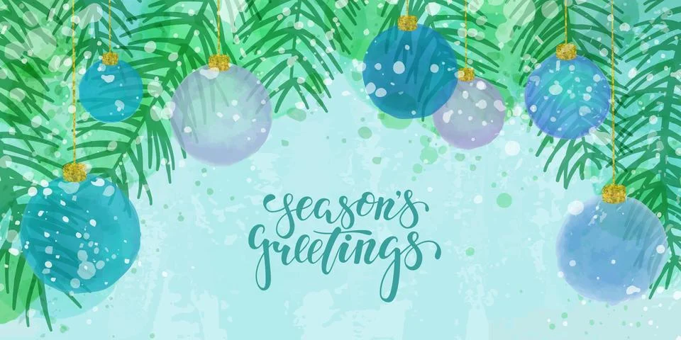 Winter background vector. Hand painted watercolor brush texture, splash, drop Stock Illustration