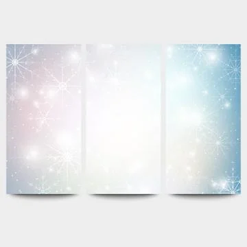 Winter backgrounds set with snowflakes. Abstract winter design and website Stock Illustration