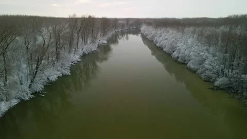 Winter backwater Video stock 264095582