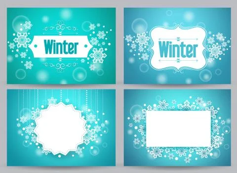 Winter banners and backgrounds vector bundle Stock Illustration