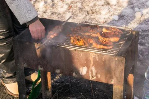 A Winter Barbecue Stock Photos