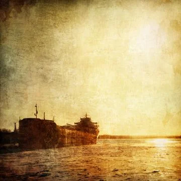 Winter Barge Stock Illustration