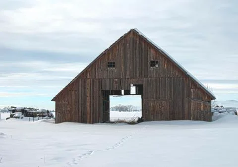 Winter barn Stock Photos