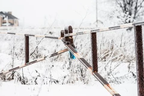 Winter barrier gate Foto stock