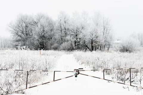 Winter barrier gate Foto stock
