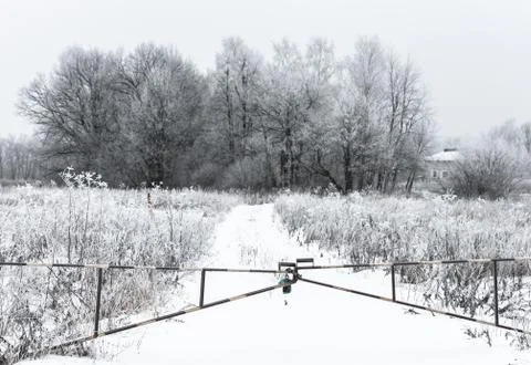 Winter barrier gate Foto stock