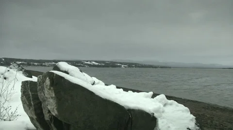 Winter beach-dolly Stock Footage 32272579