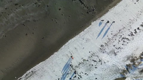 Winter beach, flying upwards Stock Footage 232497399